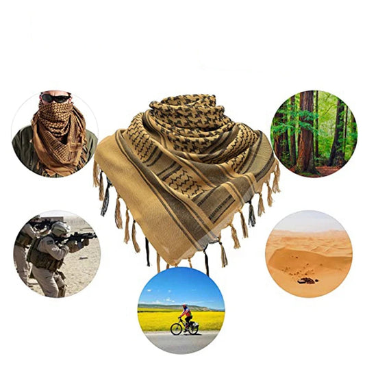 na imagem vemos o Shemagh Lenço Tático Militar Arranca Toco seno utilizado em varias ambientes, florestas, desertos, esportes e por militares.
