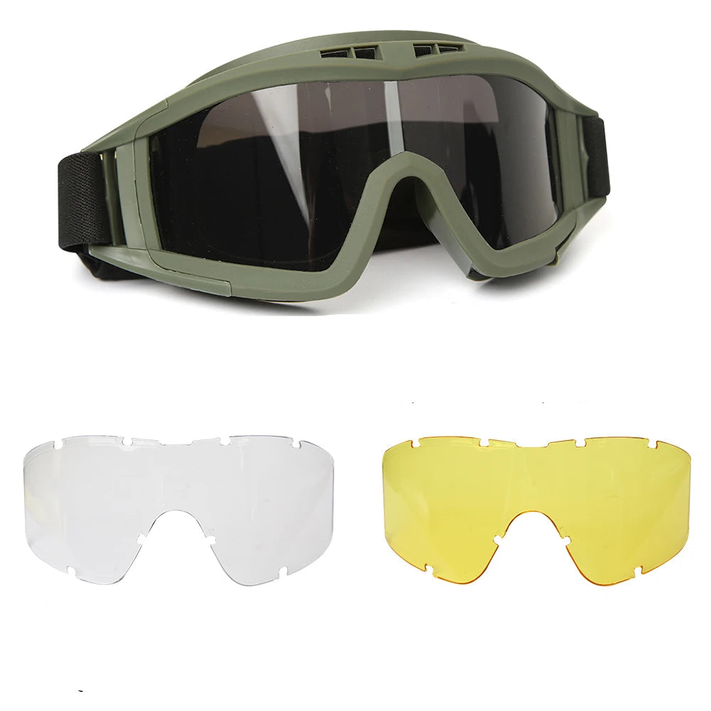 Se você leva sua segurança a sério, os Óculos Táticos Airsoft 3 Lentes são um item obrigatório no seu equipamento. Desenvolvidos com padrão tático militar, eles oferecem proteção completa contra vento, poeira, impactos e raios UV — essenciais para quem atua ou treina em ambientes exigentes.
opção com armação verde e lentes sobressalentes