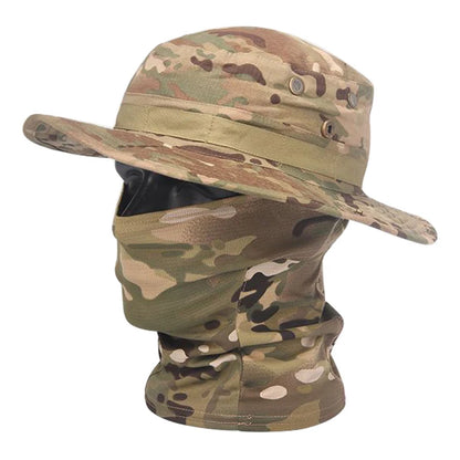 Chapéu Tático Boonie Camuflado – Proteção Total Contra Sol e Ambientes Extremos 
chapeu camuflado para deserto