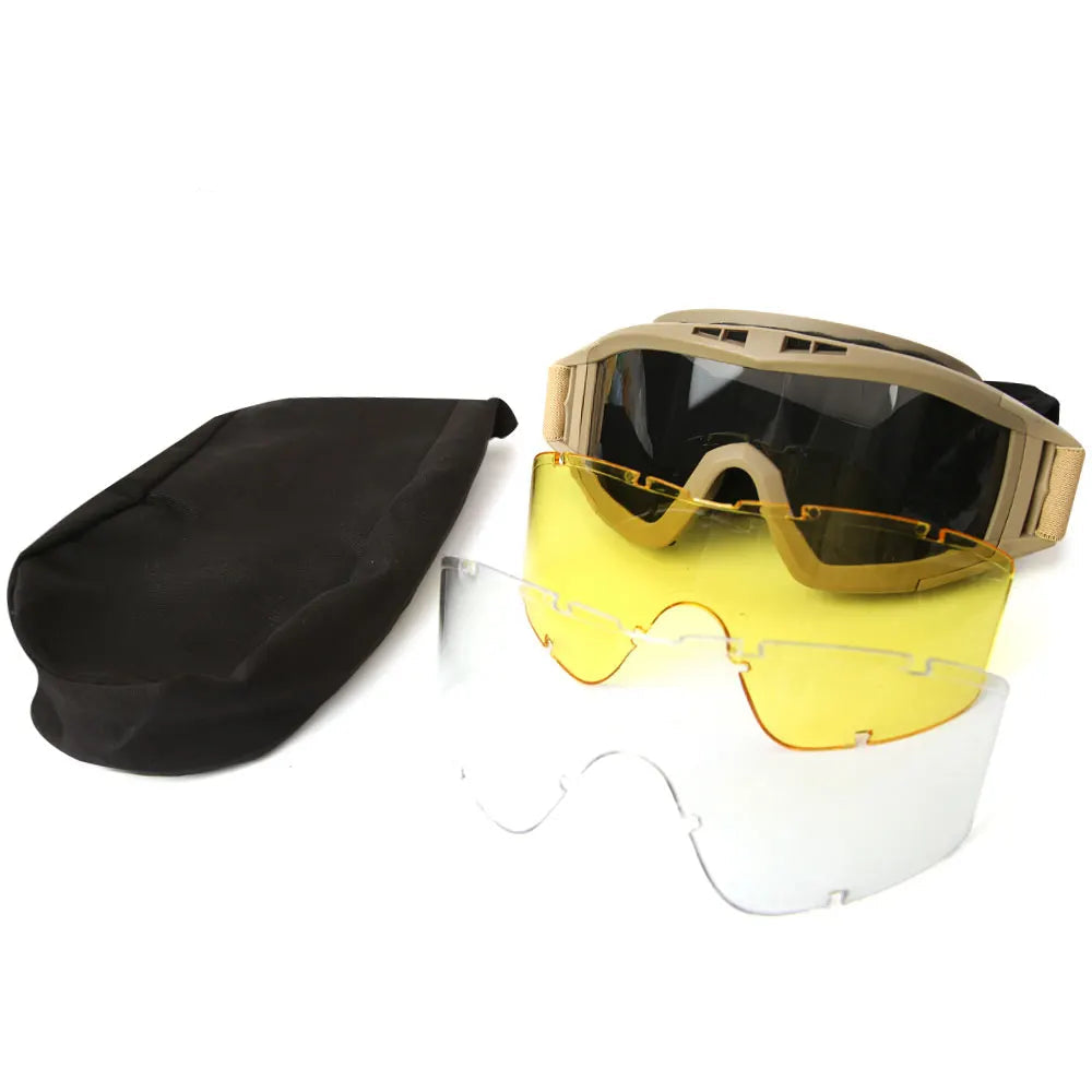 Se você leva sua segurança a sério, os Óculos Táticos Airsoft 3 Lentes são um item obrigatório no seu equipamento. Desenvolvidos com padrão tático militar, eles oferecem proteção completa contra vento, poeira, impactos e raios UV — essenciais para quem atua ou treina em ambientes exigentes.
opção com armação caqui e lentes sobressalentes